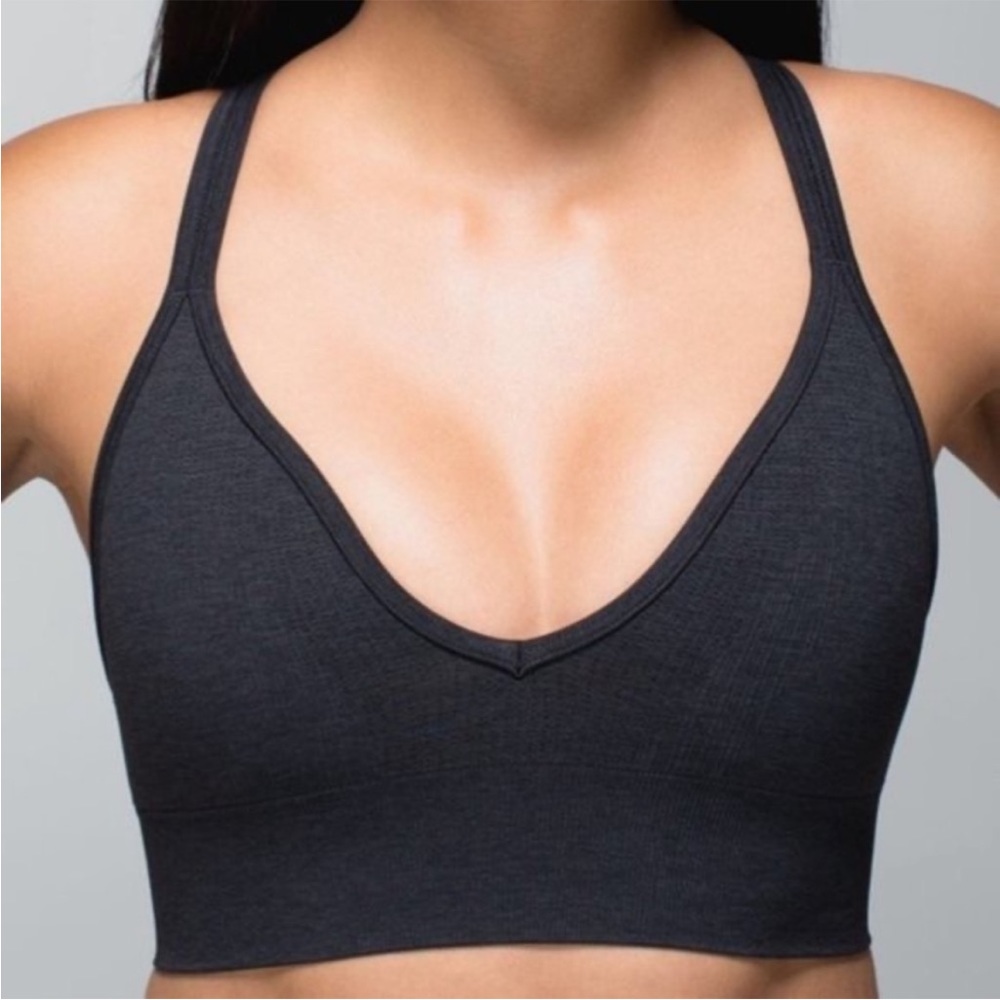 Lululemon Seamlessly Plunge Bra Heathered Black Gray
